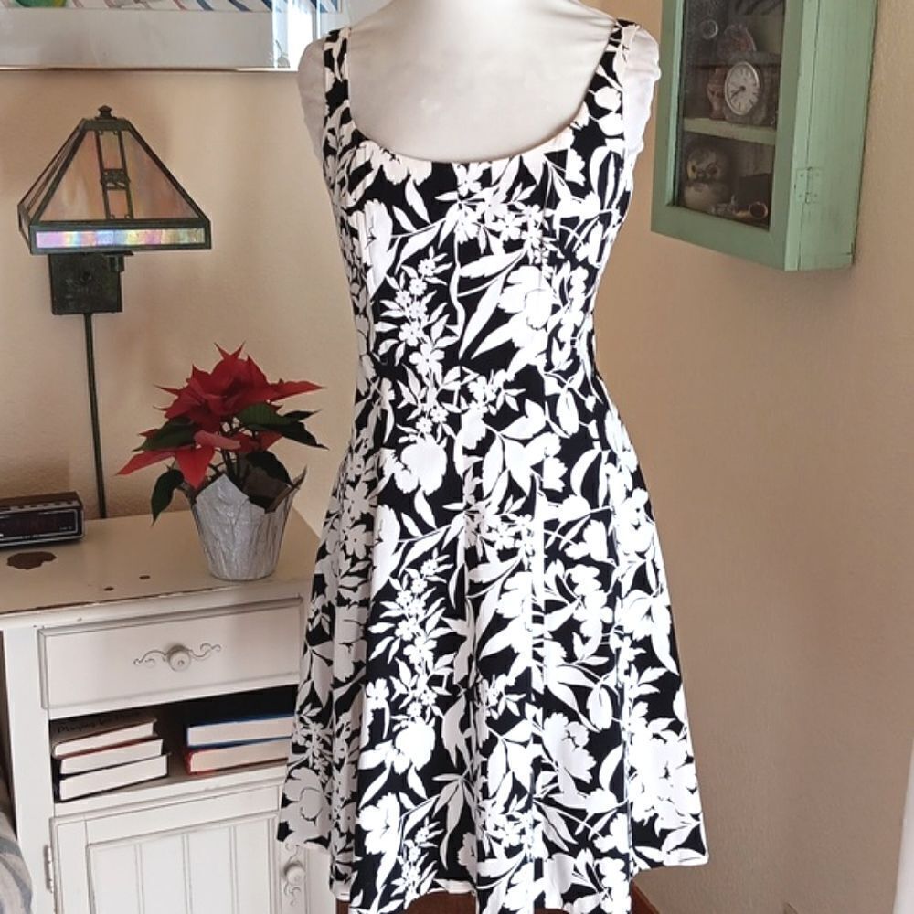 R & M Richards Black and White Dress